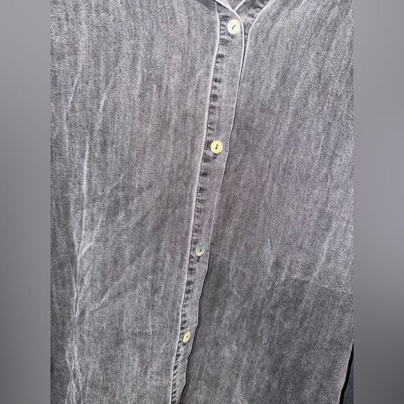 Soft Surroundings Shirt Womens 1X Button Front Short Sleeve Tencel Lyocell Top - Picture 2 of 8